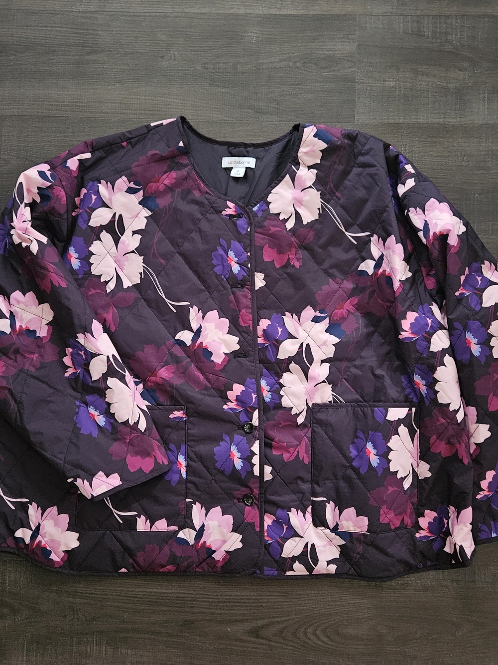 NWT Liz Claiborne Plus Size 3X Quilted Blooming Floral Lightweight Jacket